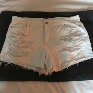 Forever21 plussize 16 white jean distressed shorts